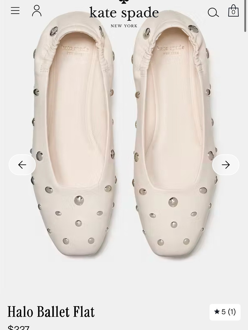 Kate Spade off white studded ballet flat